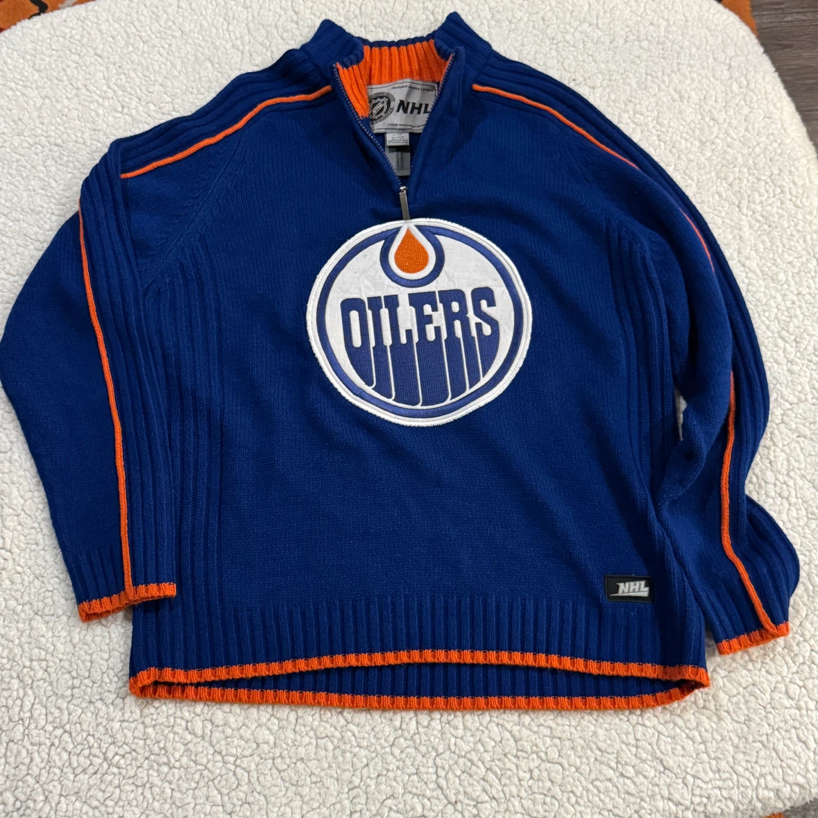 Edmonton Oilers NHL Quater Zip Sweater - Men’s Large