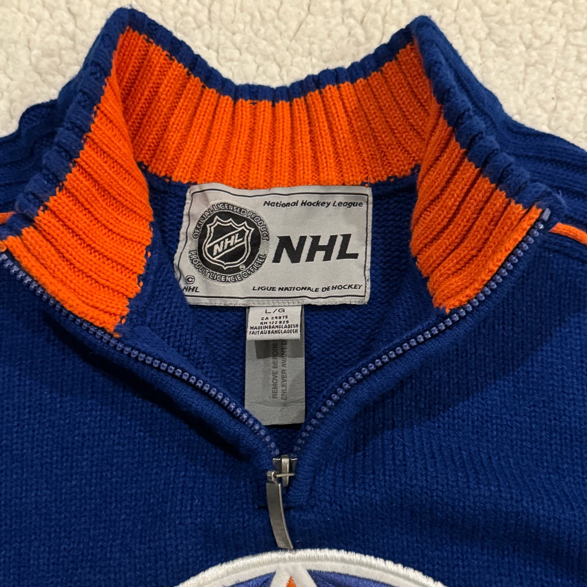 Edmonton Oilers NHL Quater Zip Sweater - Men’s Large - photo 2