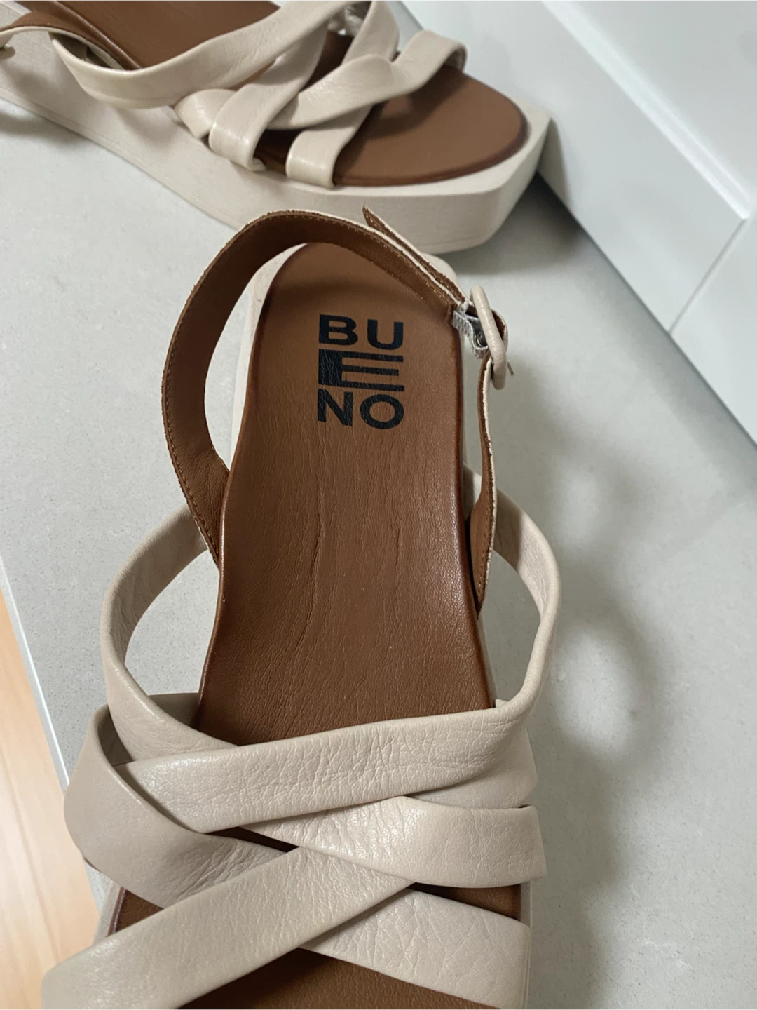 Bueno Platform Wedge Sandals Cream Size 41 - photo 4