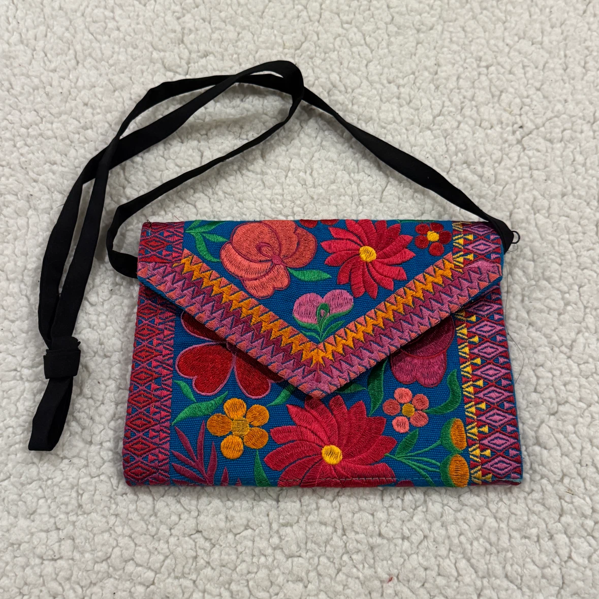 Embroidered Floral Clutch Bag