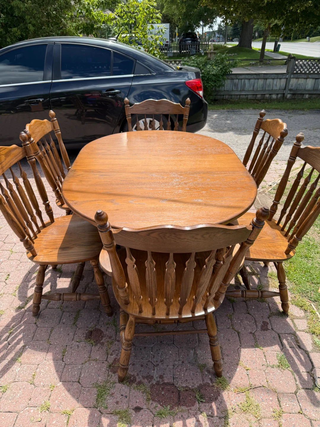 Dark Oak Dining Table and Chairs - photo 2