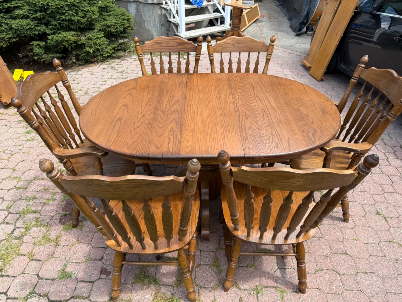 Dark Oak Dining Table and Chairs - photo 3