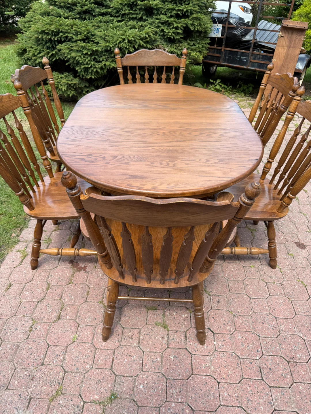 Dark Oak Dining Table and Chairs - photo 4