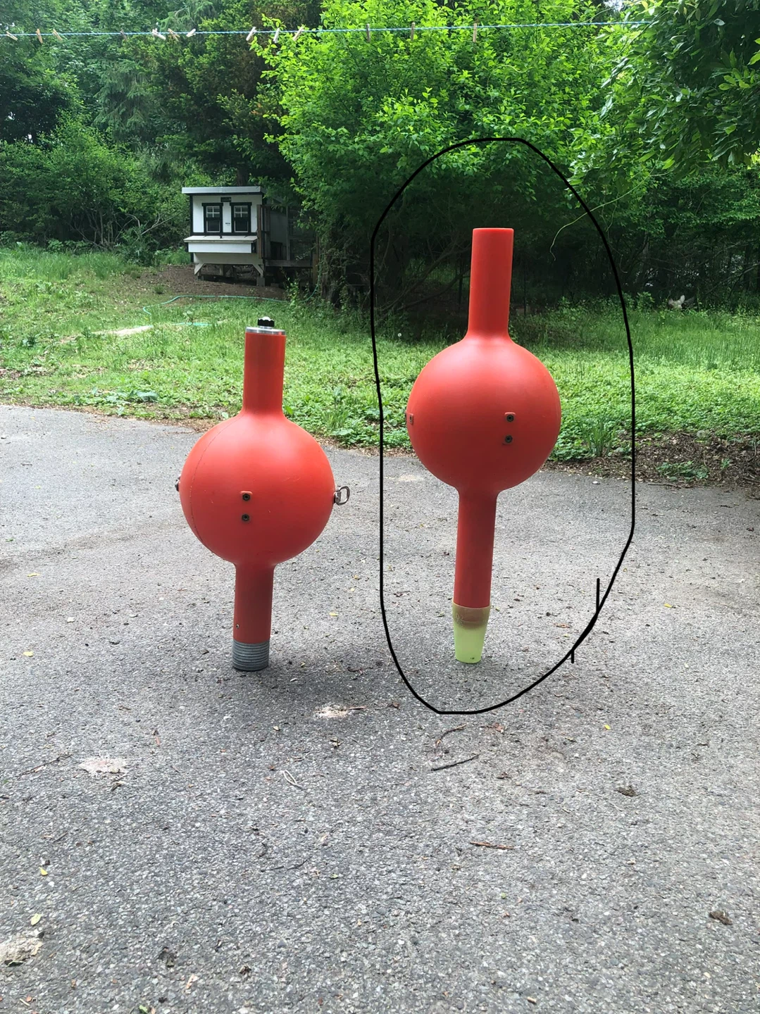 Red buoy marker for pool or lake