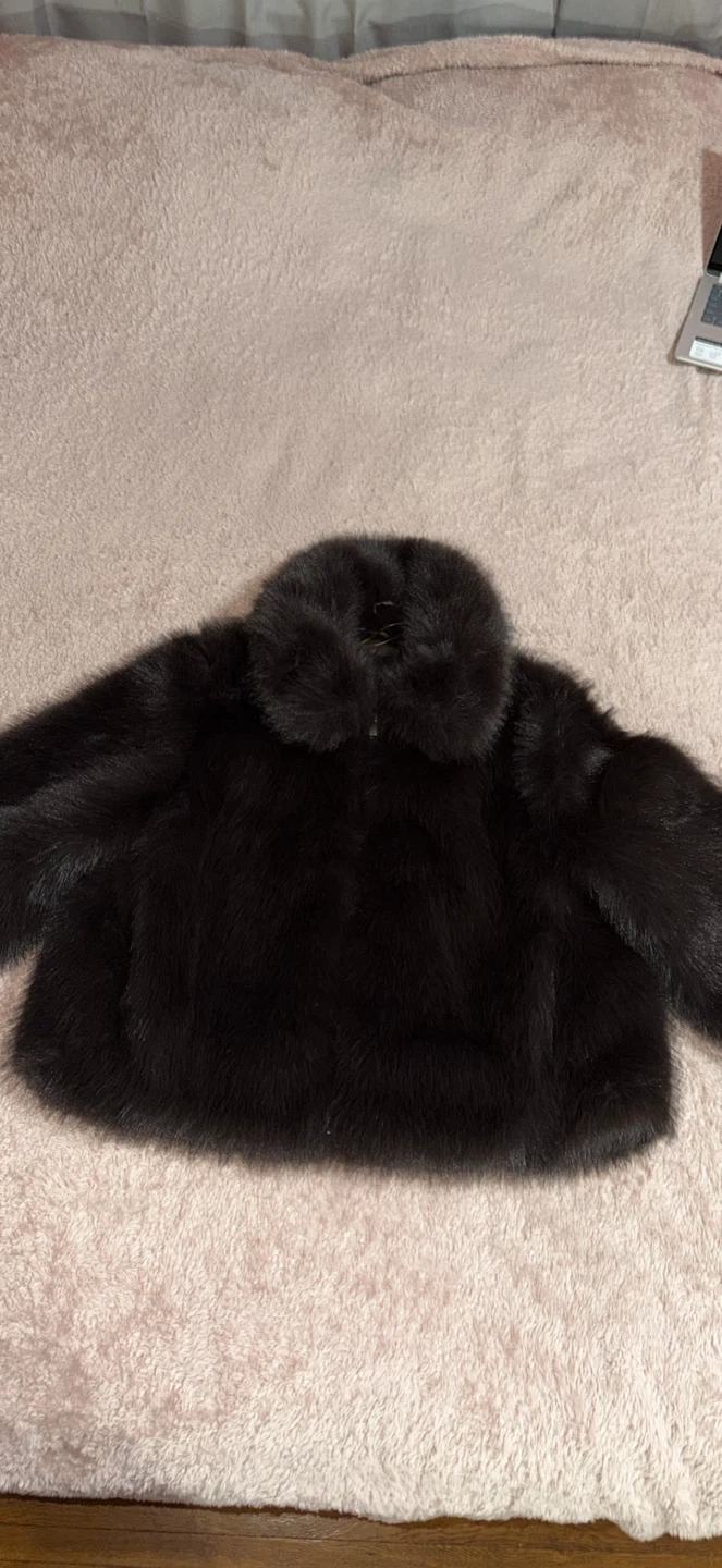Zara Faux Fur Cropped Jacket Brown XL