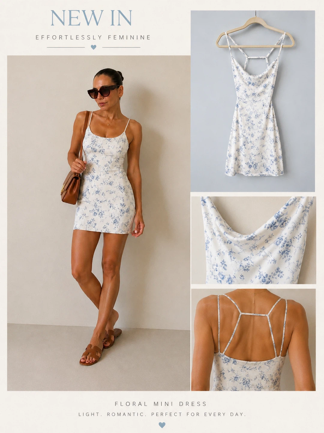 White and Blue Floral Slip Dress
