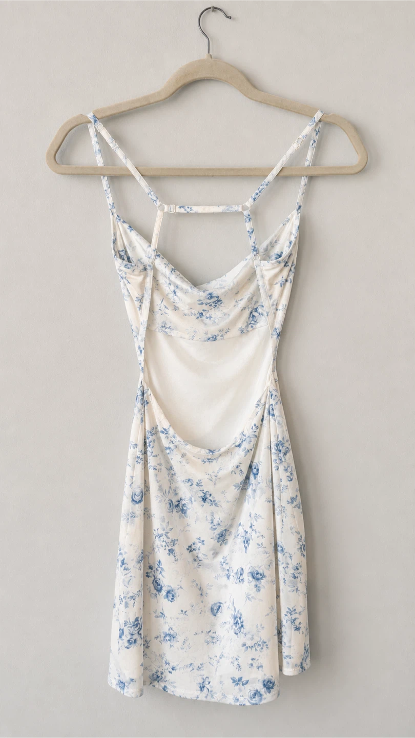 White and Blue Floral Slip Dress - photo 3