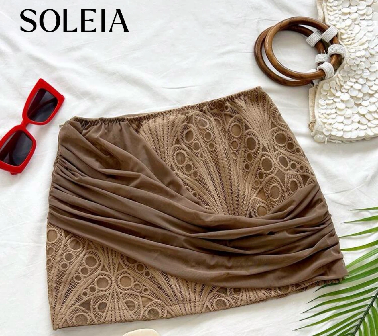 SOLEIA Women's Brown Lace Skirt