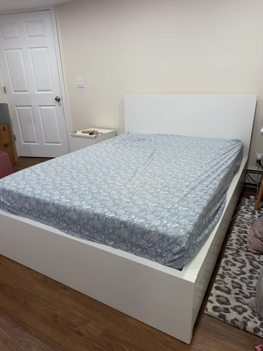 IKEA MALM Queen Bed Frame with 4 Storage Boxes - White