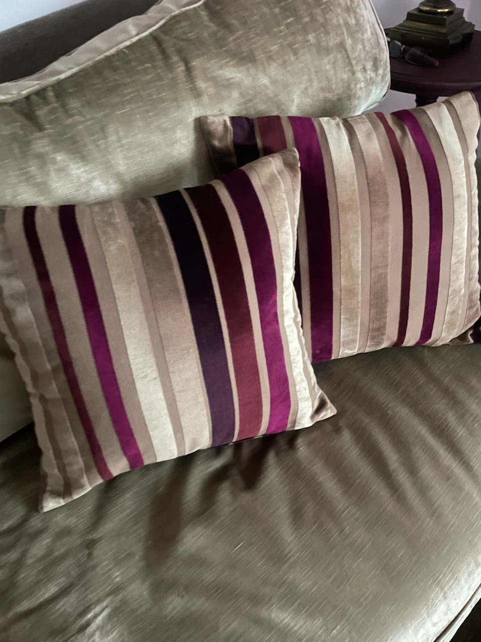 Rich Striped Velvet Throw Pillows
