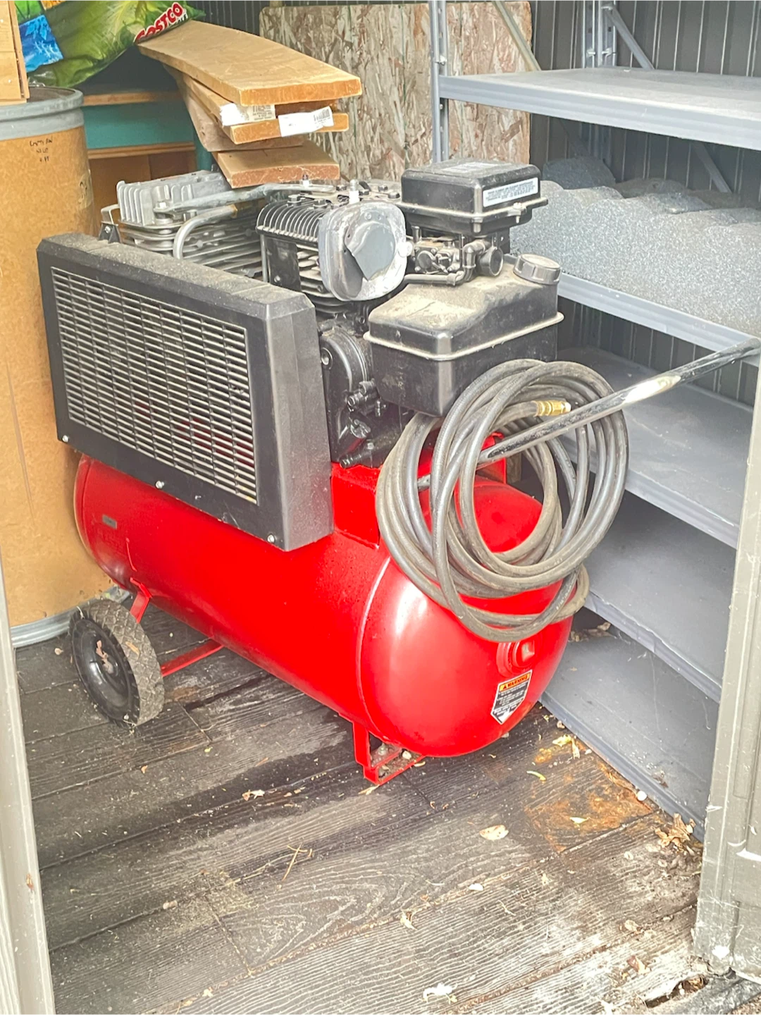 Red Air Compressor with Hose