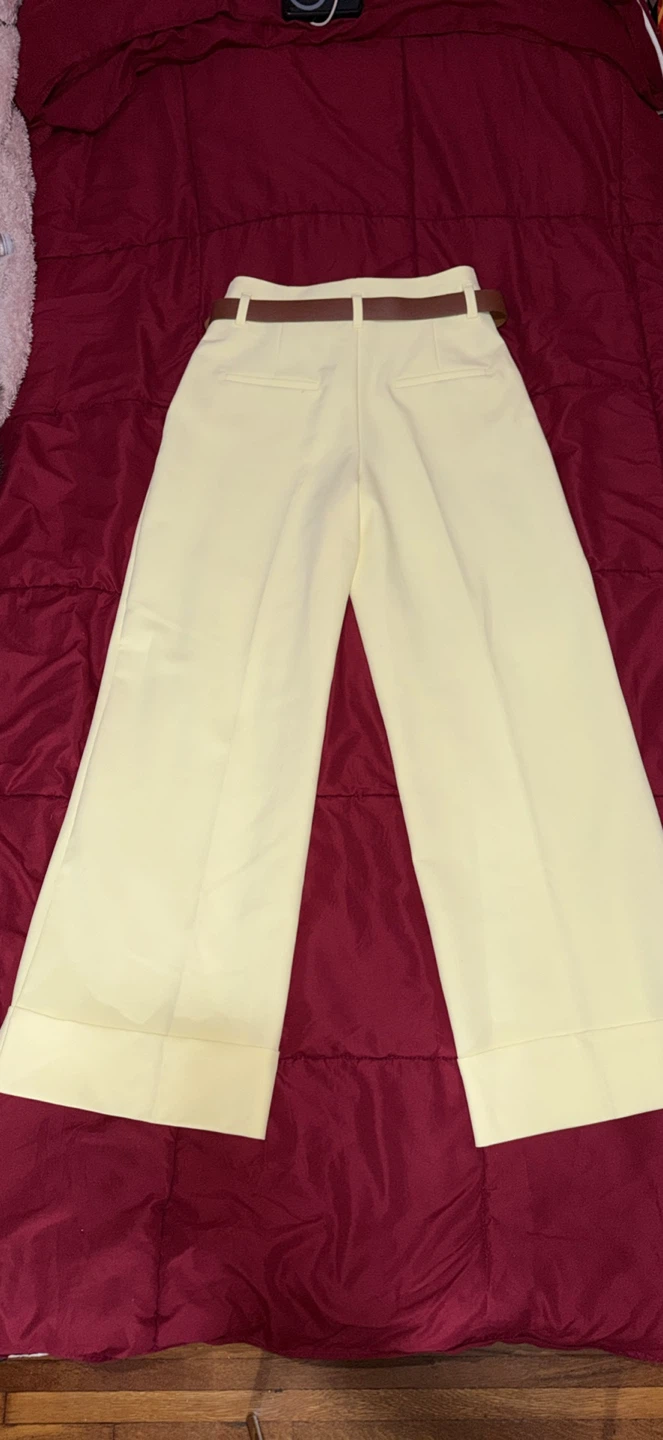 Never worn! Zara Wide Leg Pants with Belt - Yellow - photo 3