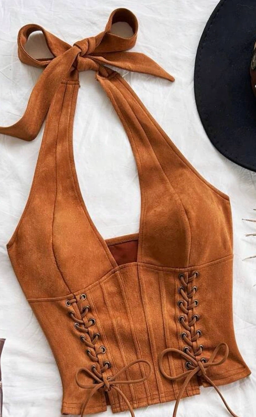 Brown suede like tank