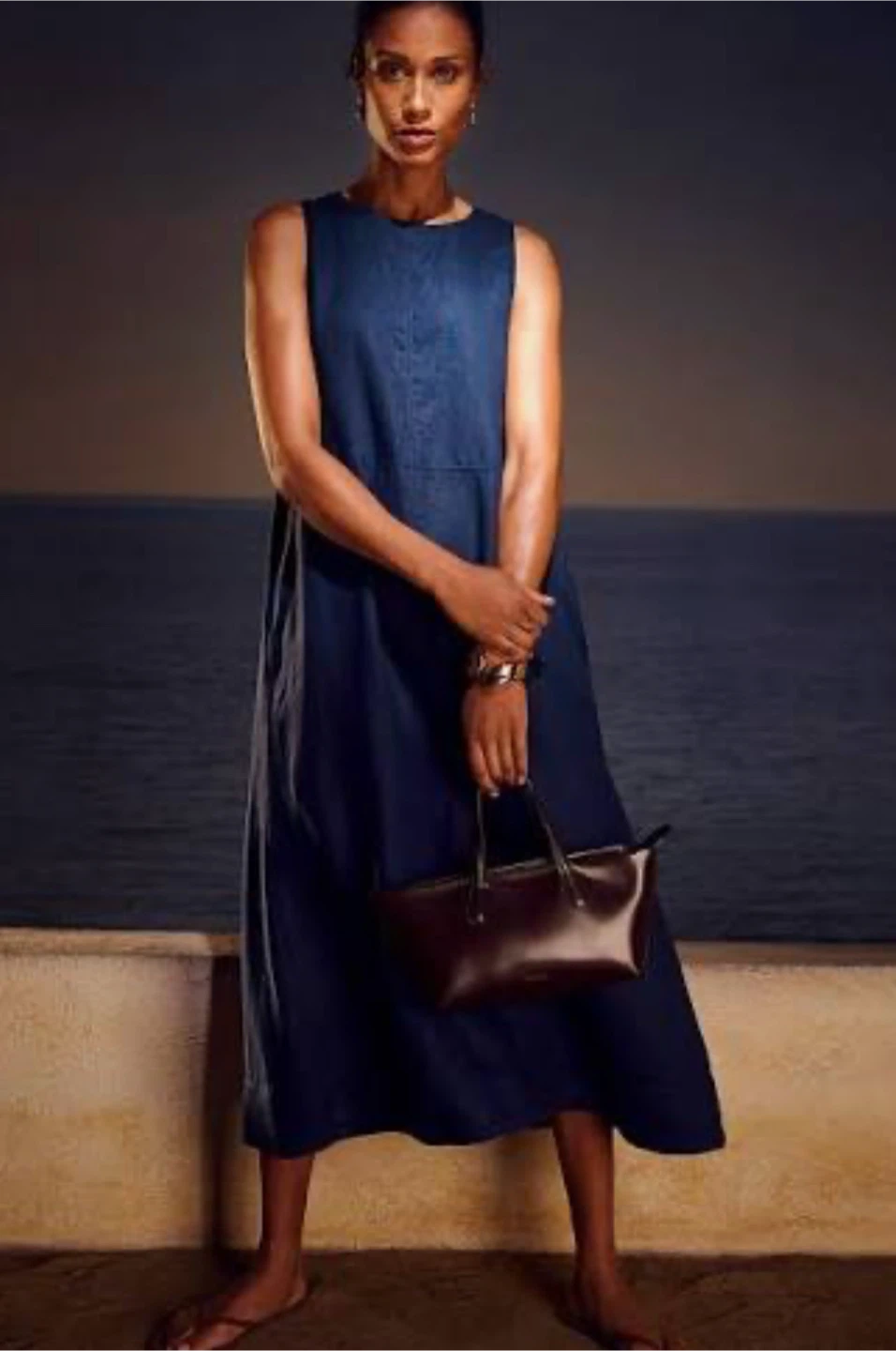 BNWT Simon’s Contemporaine Indigo Blue Linen Midi Dress - Size M - photo 2