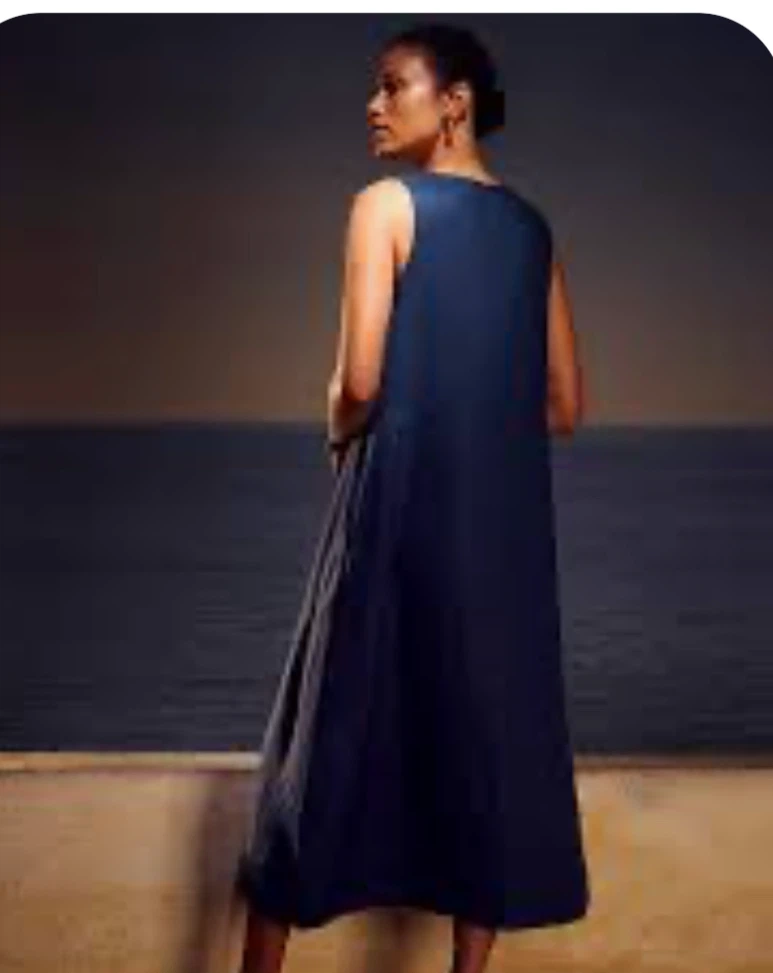 BNWT Simon’s Contemporaine Indigo Blue Linen Midi Dress - Size M - photo 3