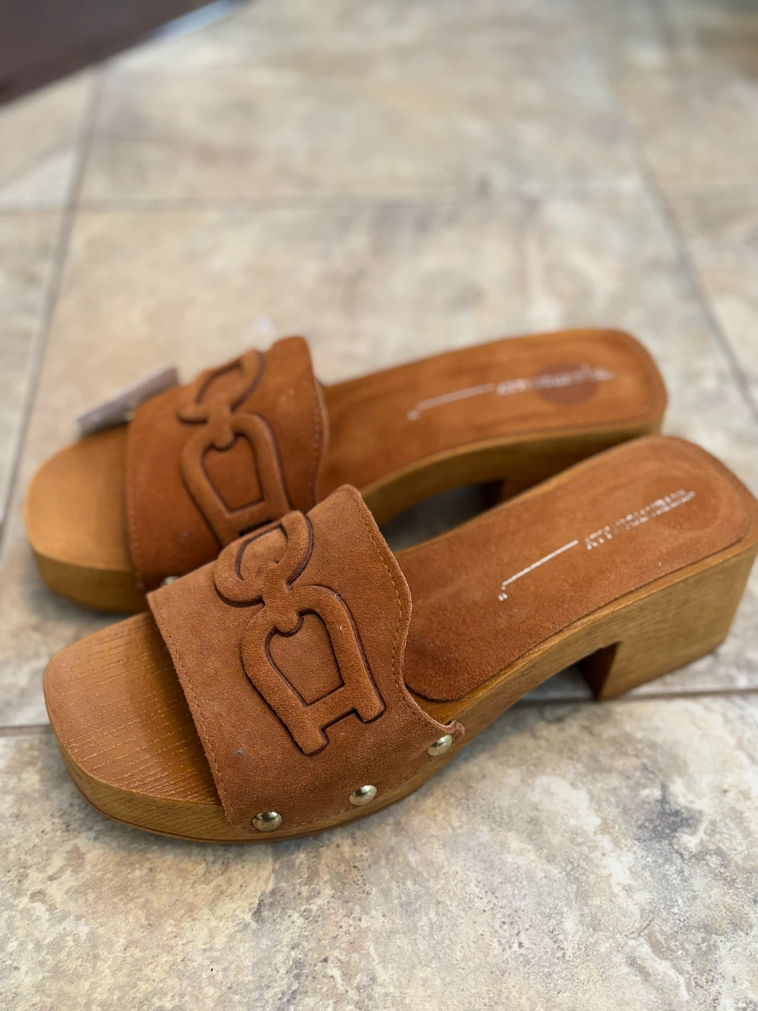 Brown Suede Slide Sandals - photo 3