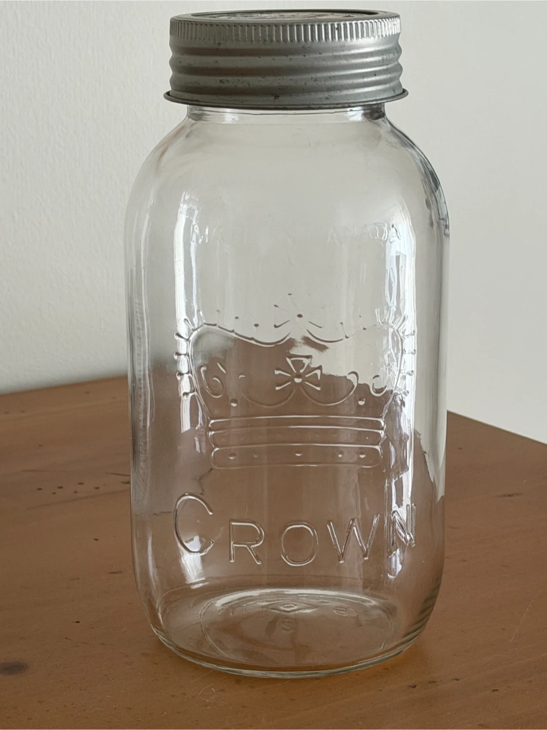 Vintage 1966 Crown Mason Jar with zinc metal Lid