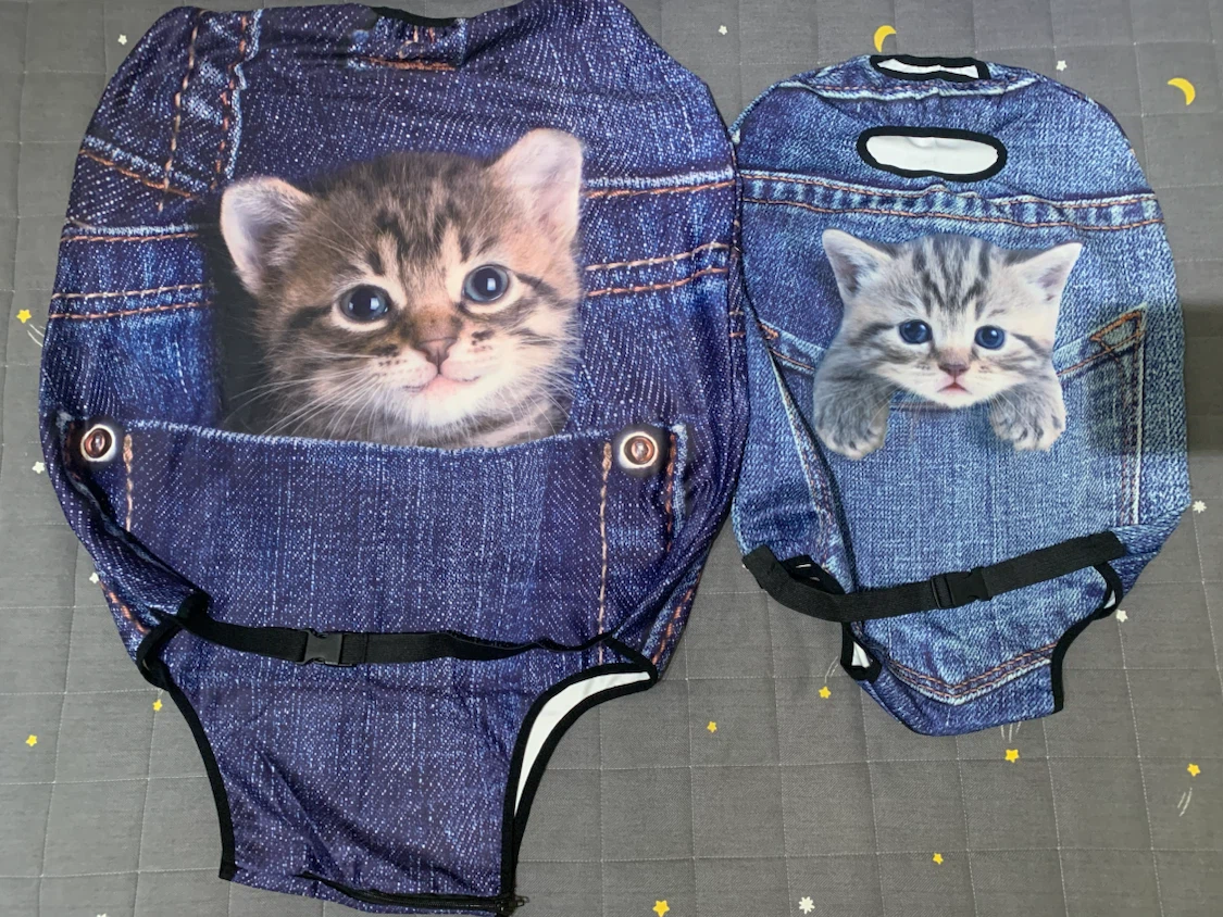 Cute Kitten Denim Luggage Cover Set (28" & 20") 🐾