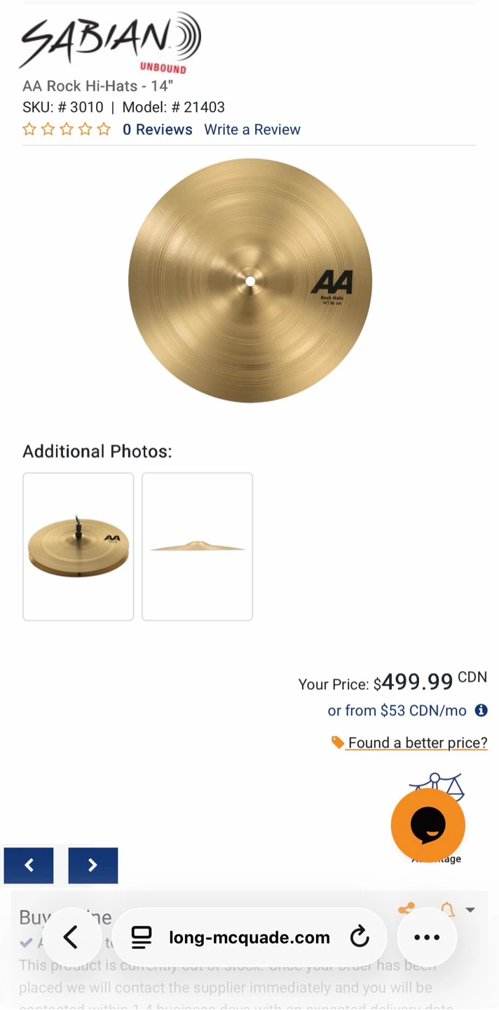 Sabian AA Rock Hats - 14 inch Hi-Hats - photo 3