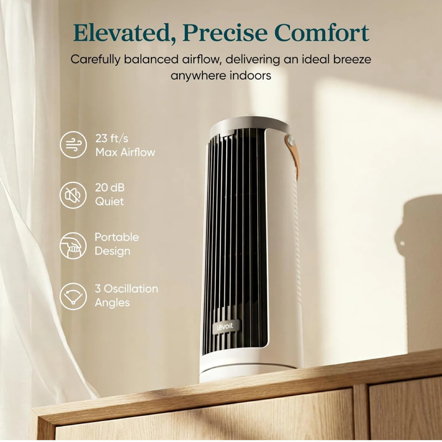 Levoit Tower Fan - Portable with Remote - photo 2