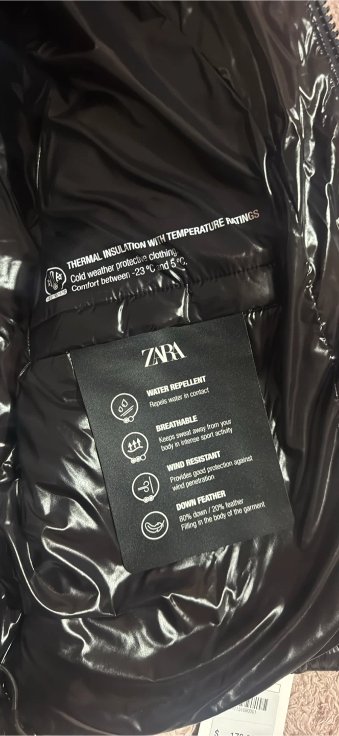 Never worn! ZARA Black Puffer Jacket - Size XS - photo 3