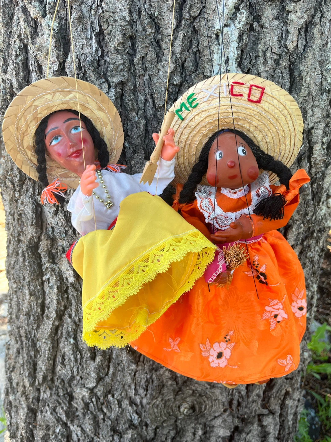 Mexican Folk Art Marionette Dolls Set of 2