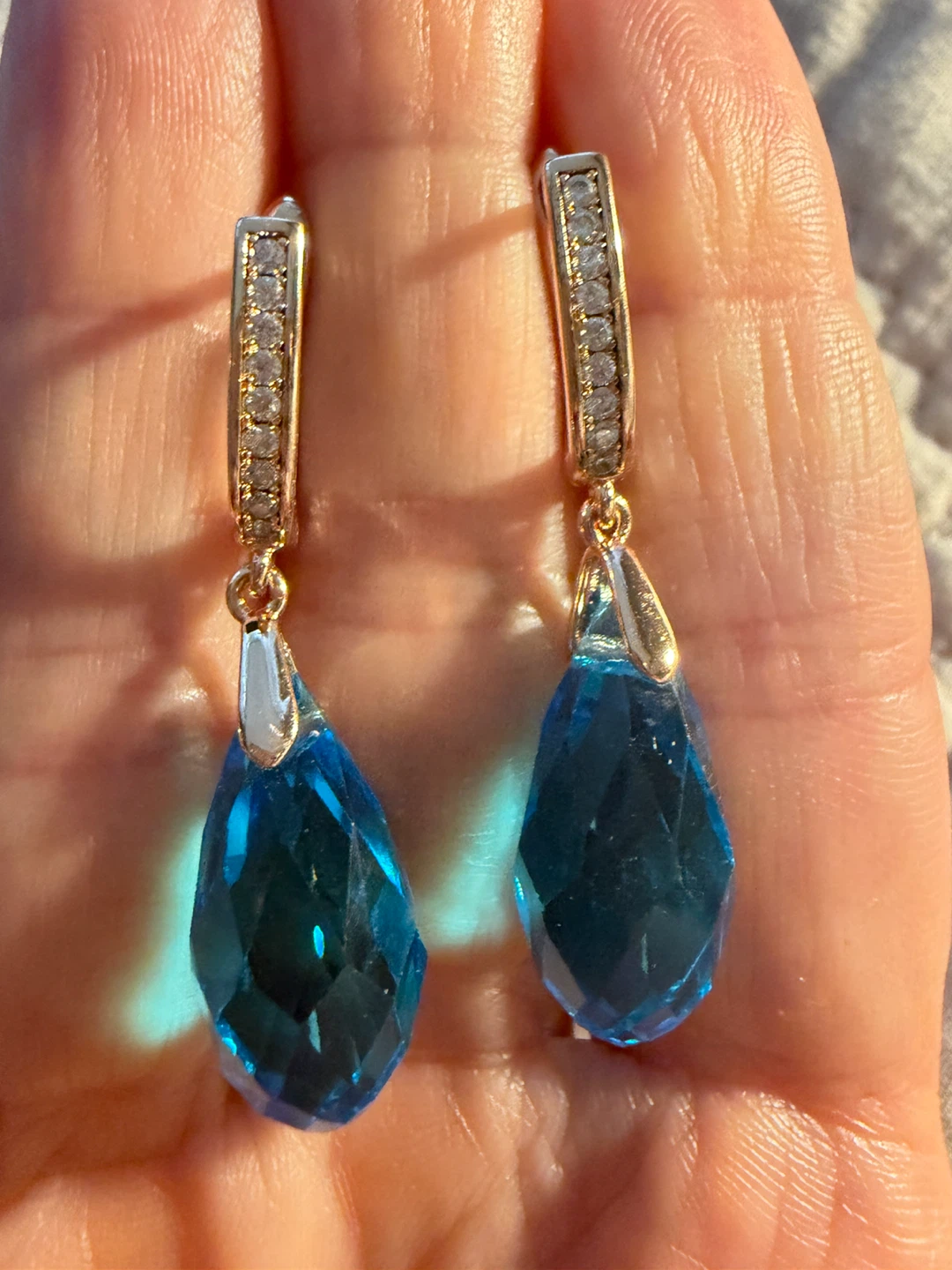 14k blue topaz earrings