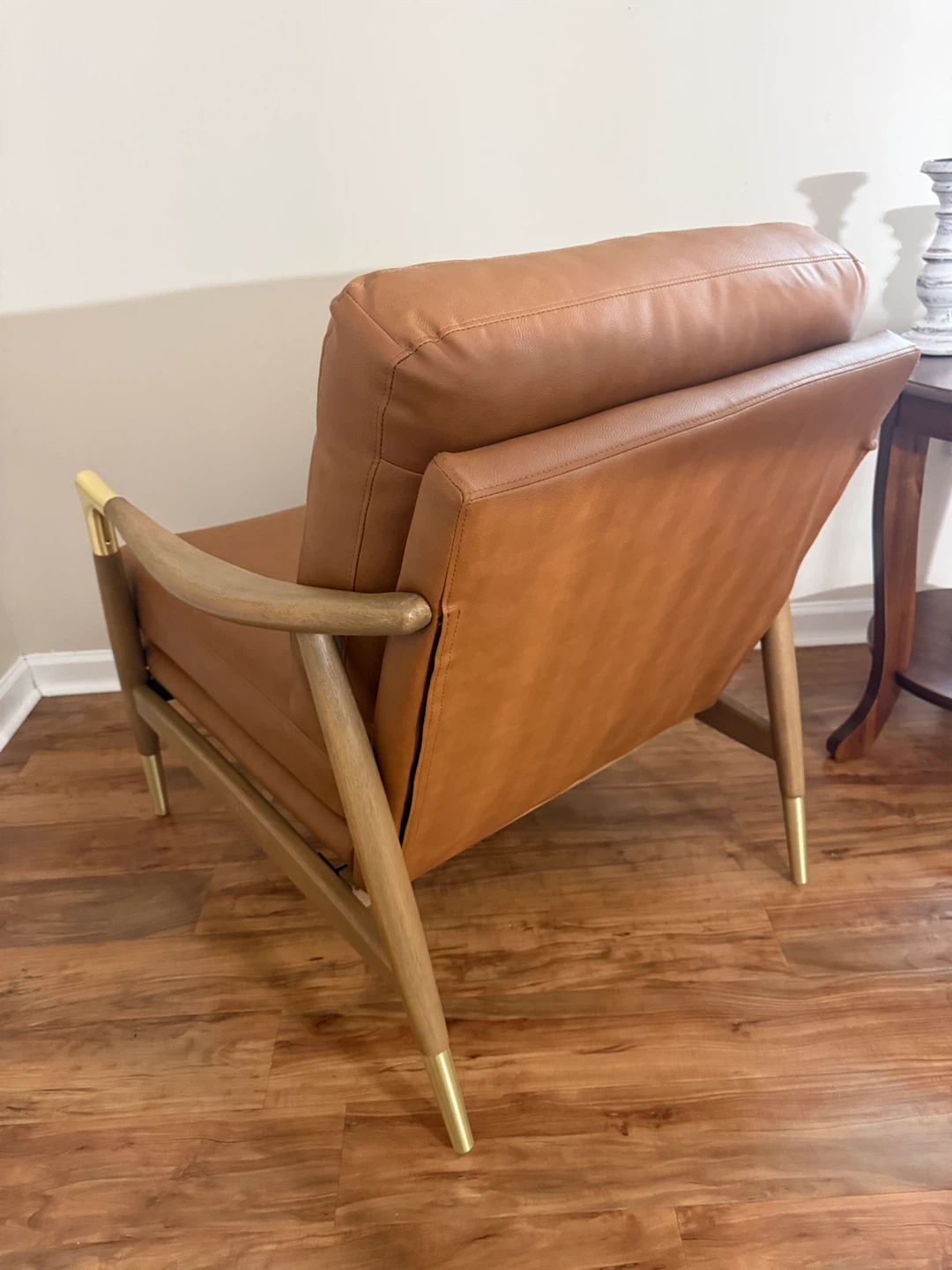 Set of 2 Tan Vegan Leather Accent Chairs - photo 2