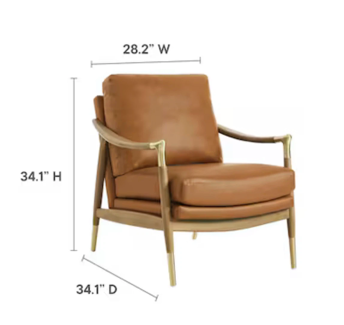 Set of 2 Tan Vegan Leather Accent Chairs - photo 3
