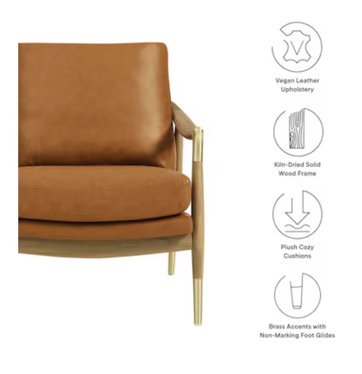 Set of 2 Tan Vegan Leather Accent Chairs - photo 4