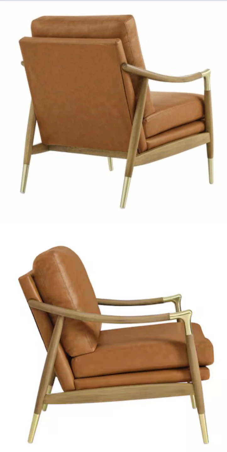 Set of 2 Tan Vegan Leather Accent Chairs - photo 5