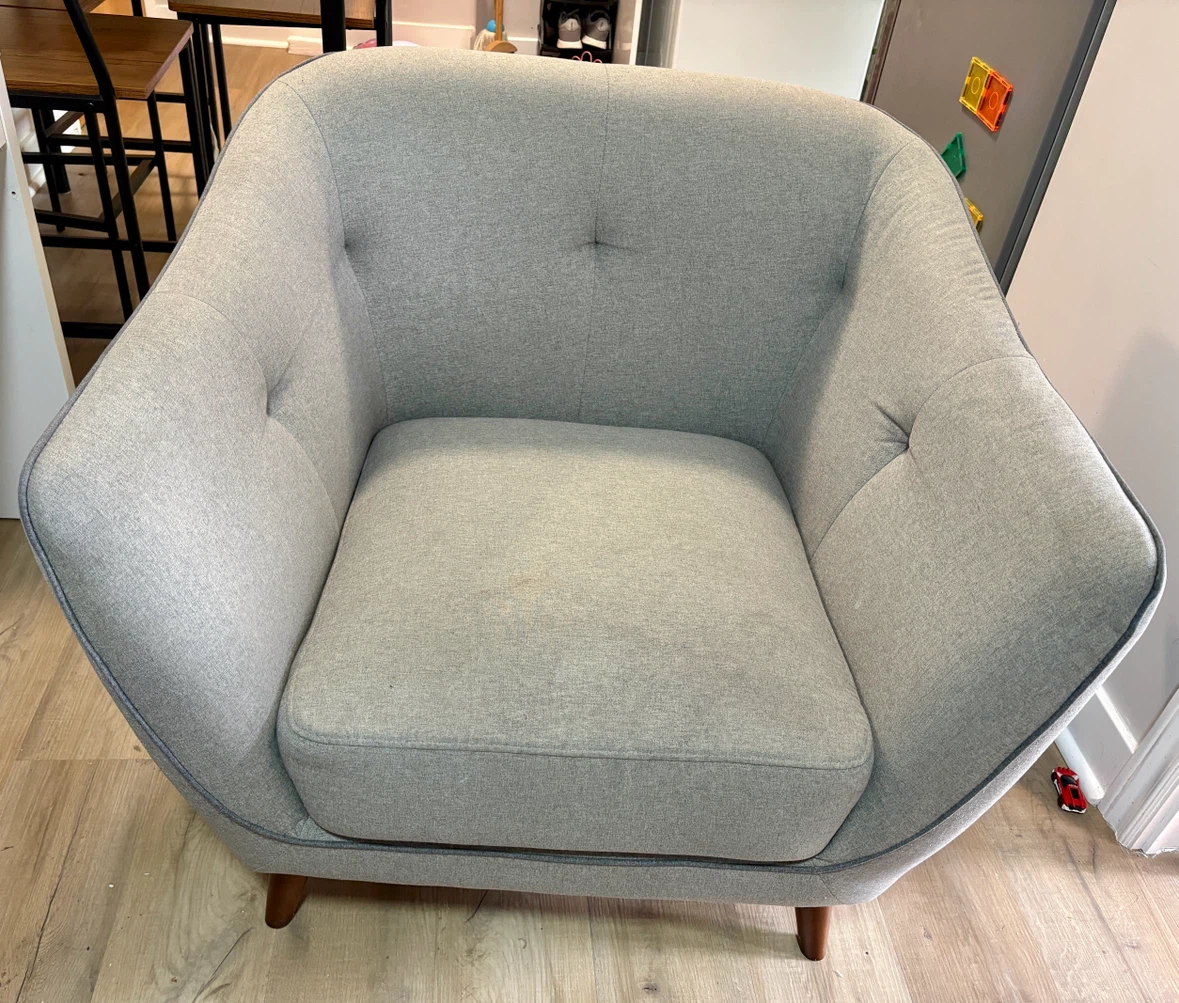 Grey Armchair with Wooden Legs - photo 2