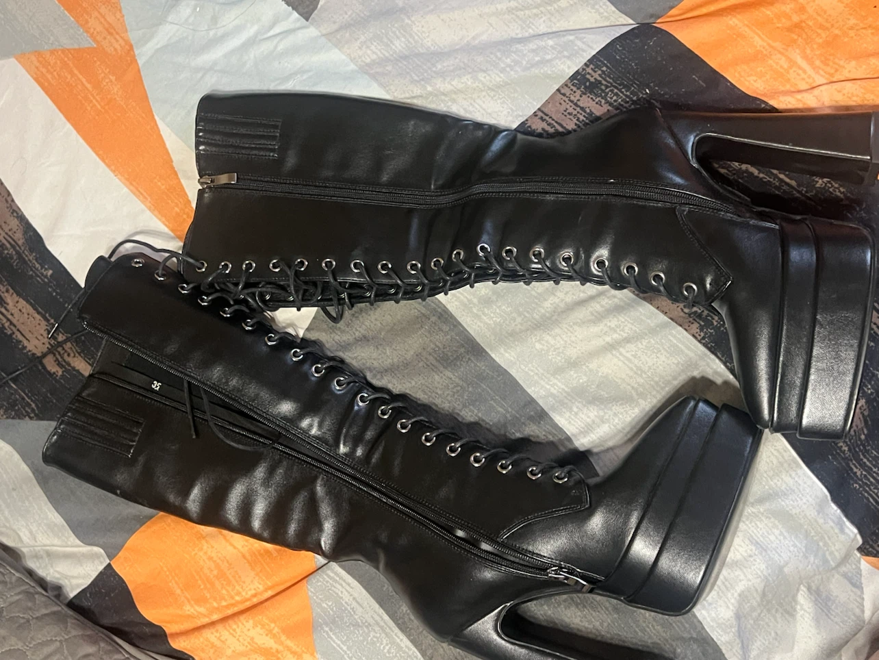 WSMYBLQ Women's Black Knee High Platform Boots Size 35 - photo 2