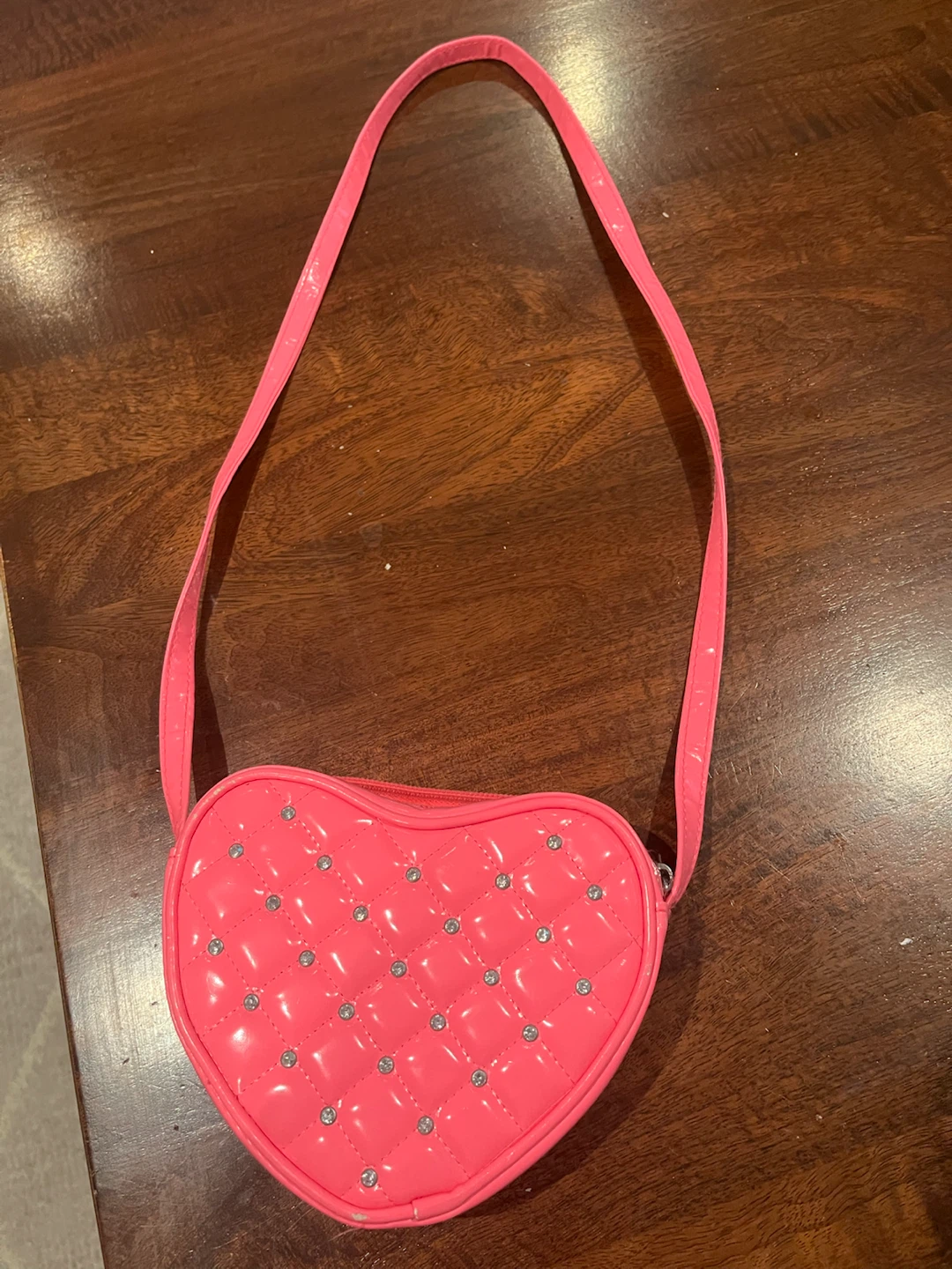 Pink Heart Purse with Rhinestones