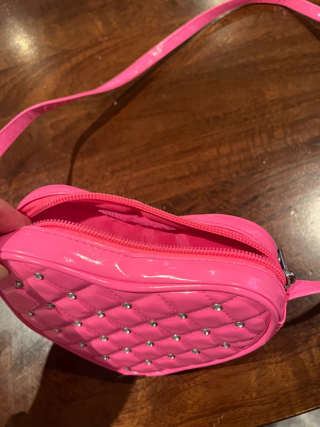 Pink Heart Purse with Rhinestones - photo 2