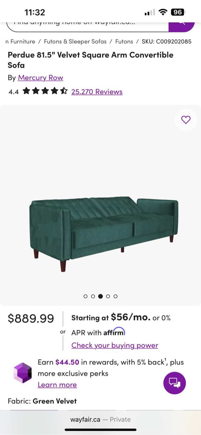 Mercury Row Perdue 81.5" Convertible Sofa - photo 3