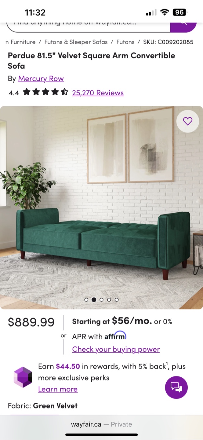 Mercury Row Perdue 81.5" Convertible Sofa - photo 2