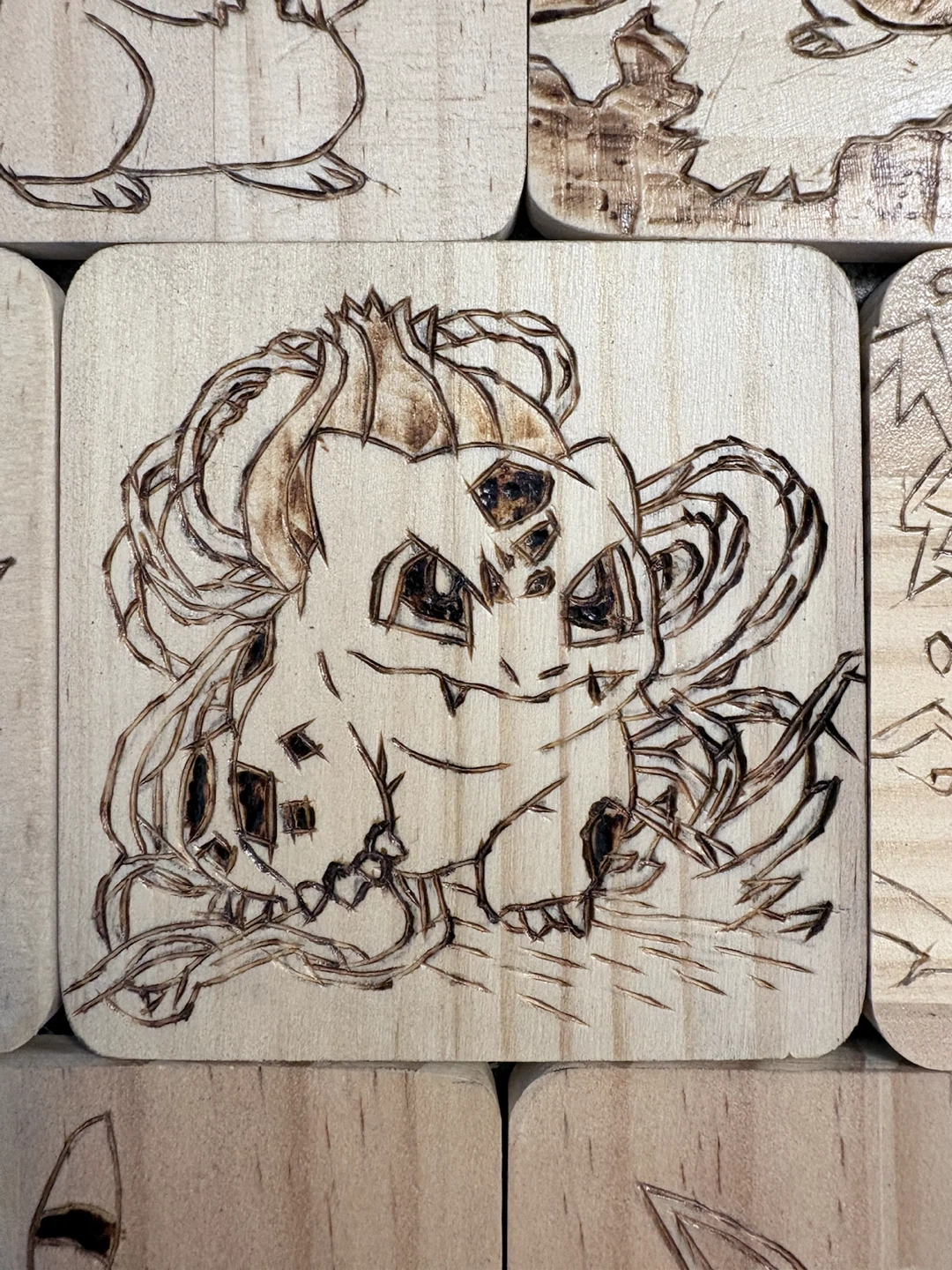 Wood-Burned by hand Pokemon coasters - photo 2