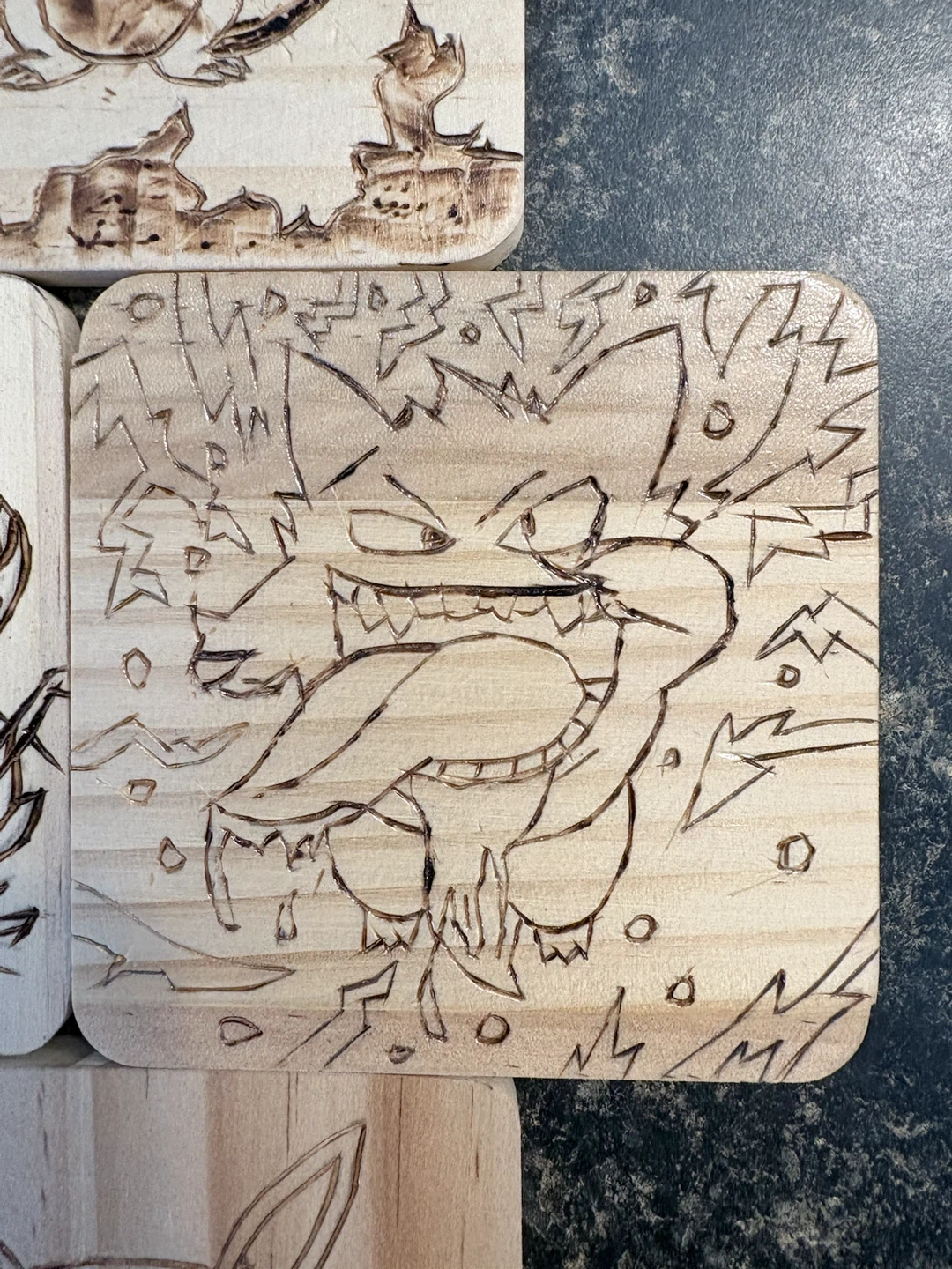 Wood-Burned by hand Pokemon coasters - photo 3