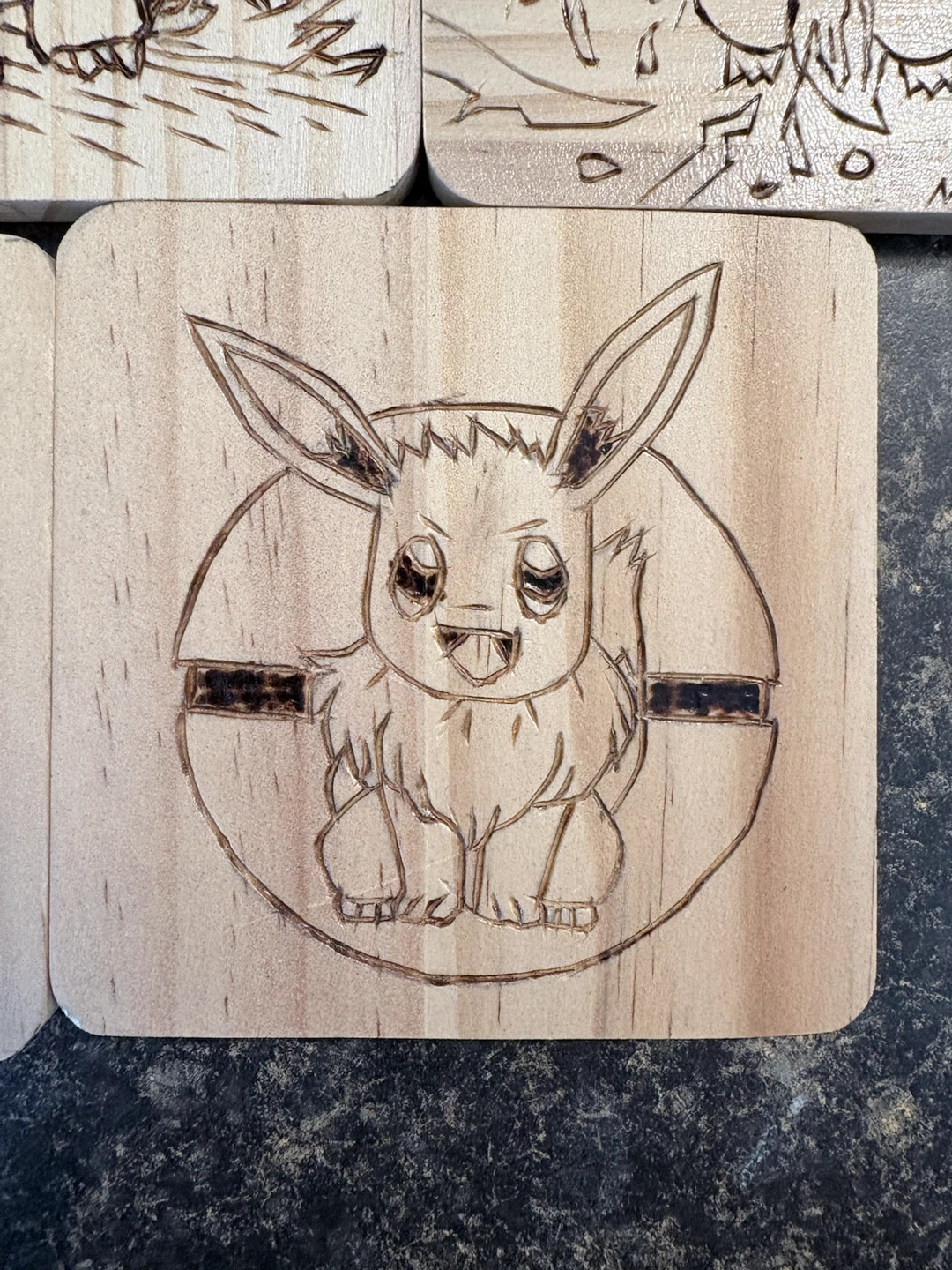Wood-Burned by hand Pokemon coasters - photo 4