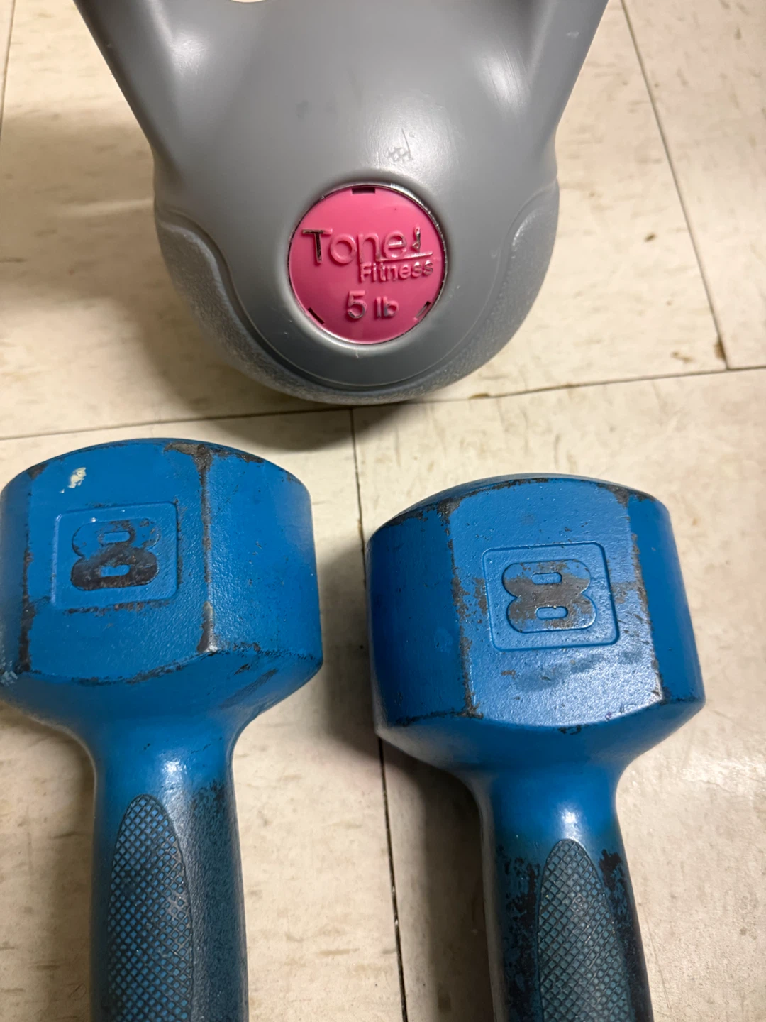 Tone Fitness Kettlebell & 2x 8lb Dumbbells