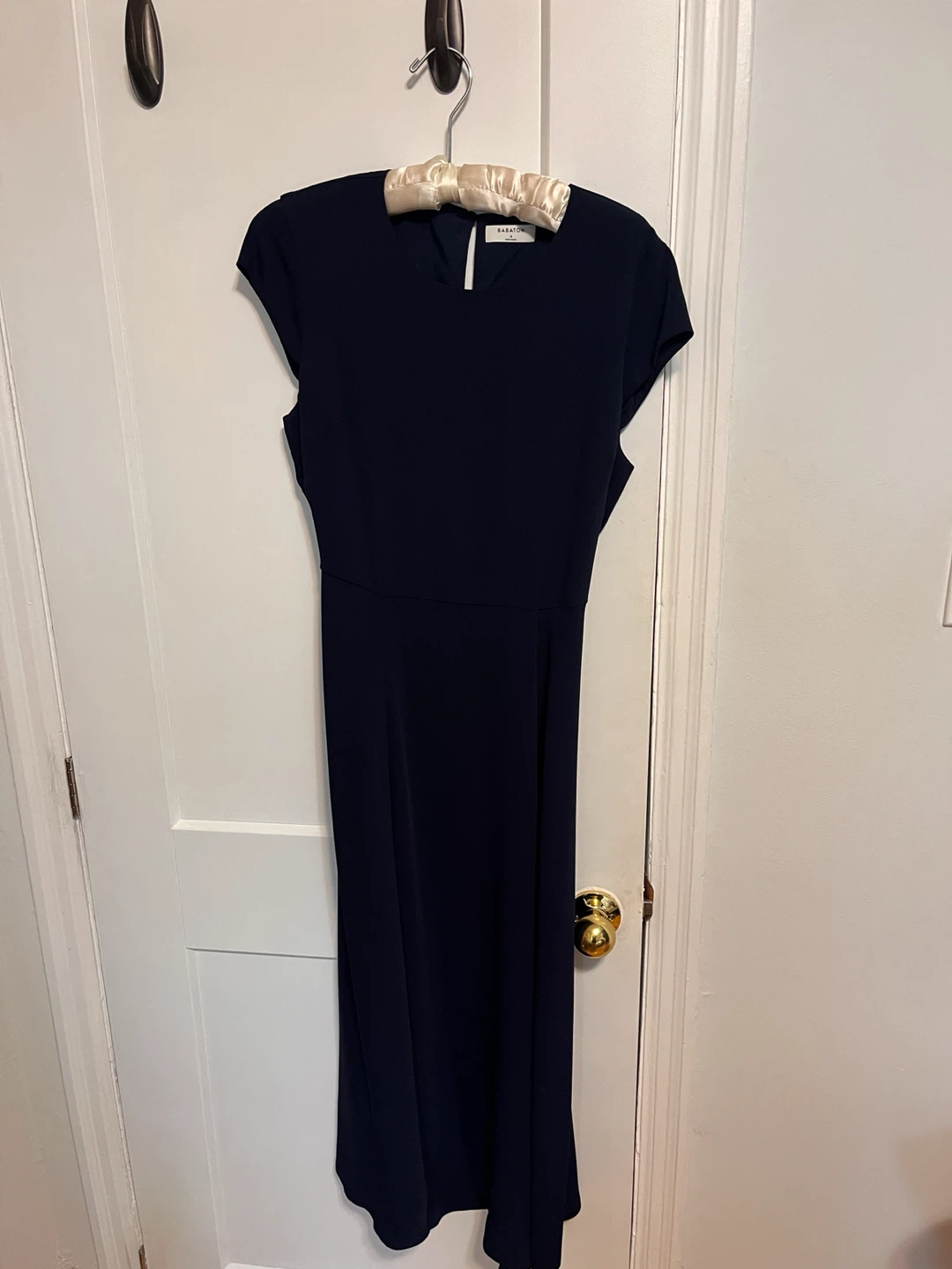 Babaton  Navy Blue Cap Sleeve Midi Dress