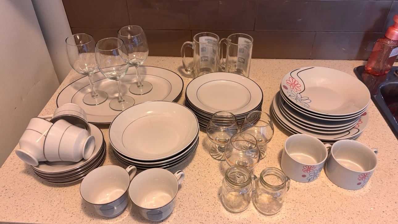 Dinnerware Set - White with Silver and Floral Accents - photo 2