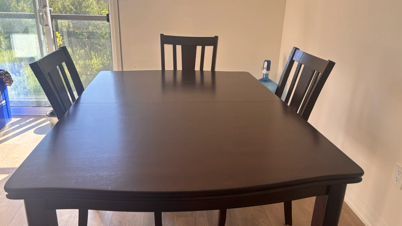 Dark Wood Dining Table with Chairs - photo 2