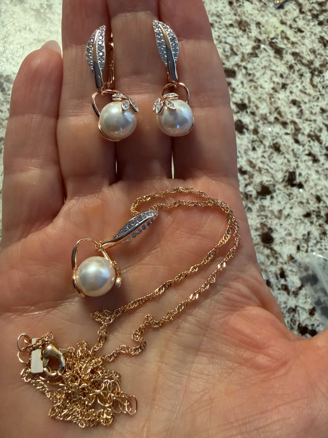14k pearl earrings necklace