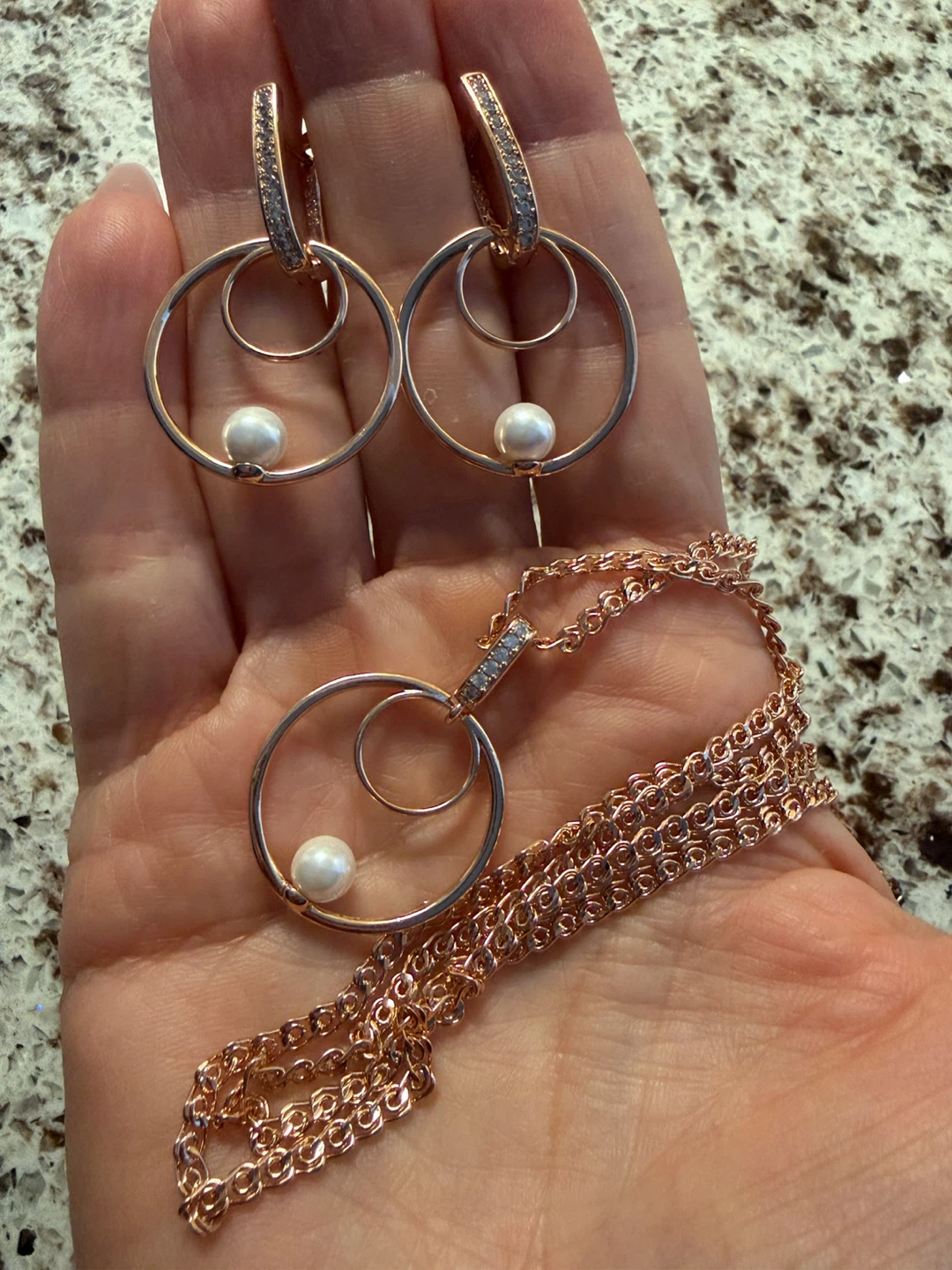 14k pearl earrings necklace