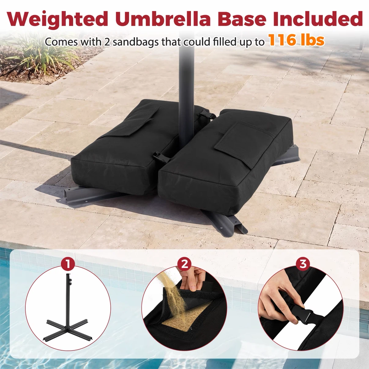 Red 10ft Cantilever Patio Umbrella with Weighted Base - photo 4