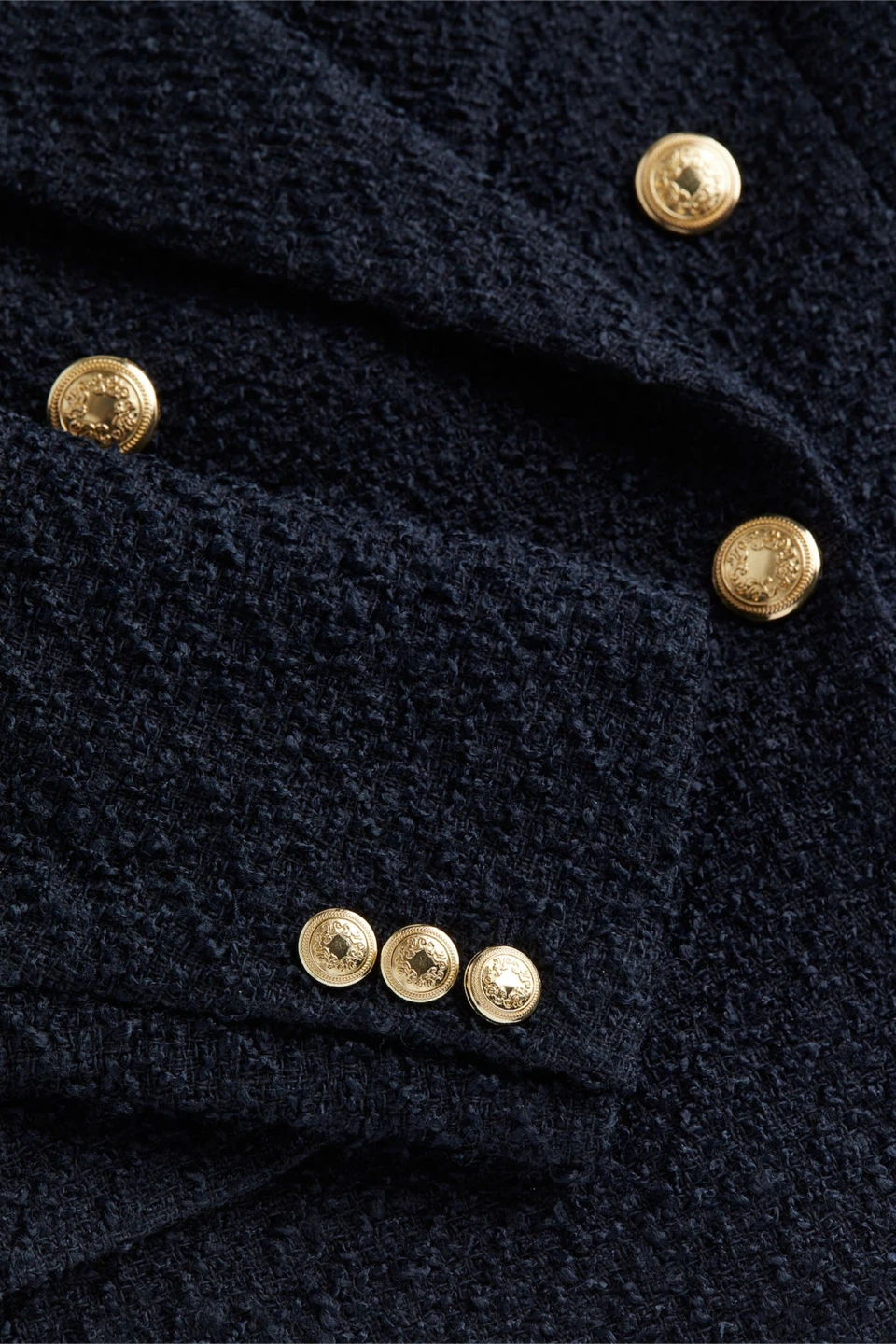 H&M Double Breasted Tweed Blazer - Navy - photo 2