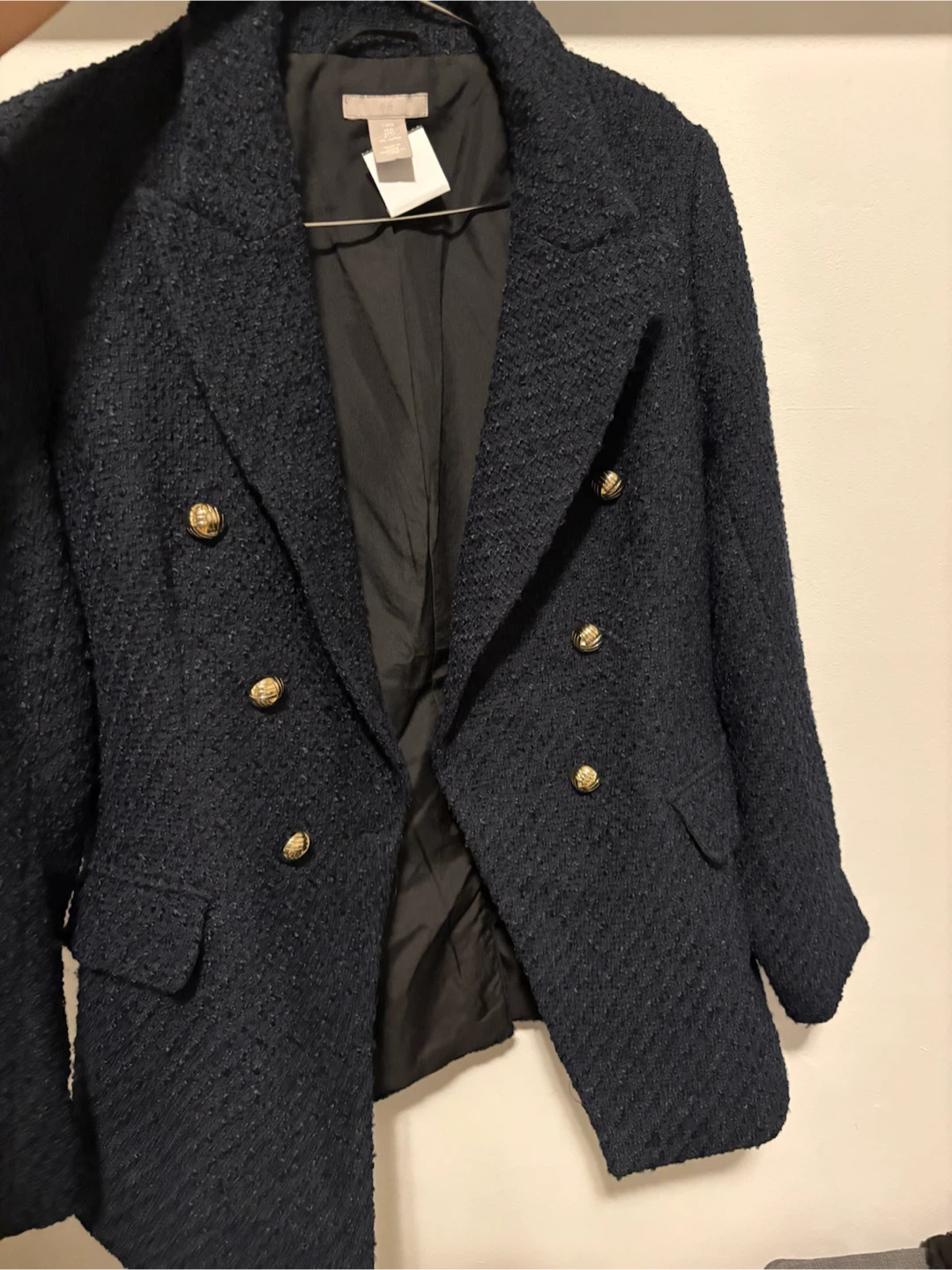 H&M Double Breasted Tweed Blazer - Navy - photo 4