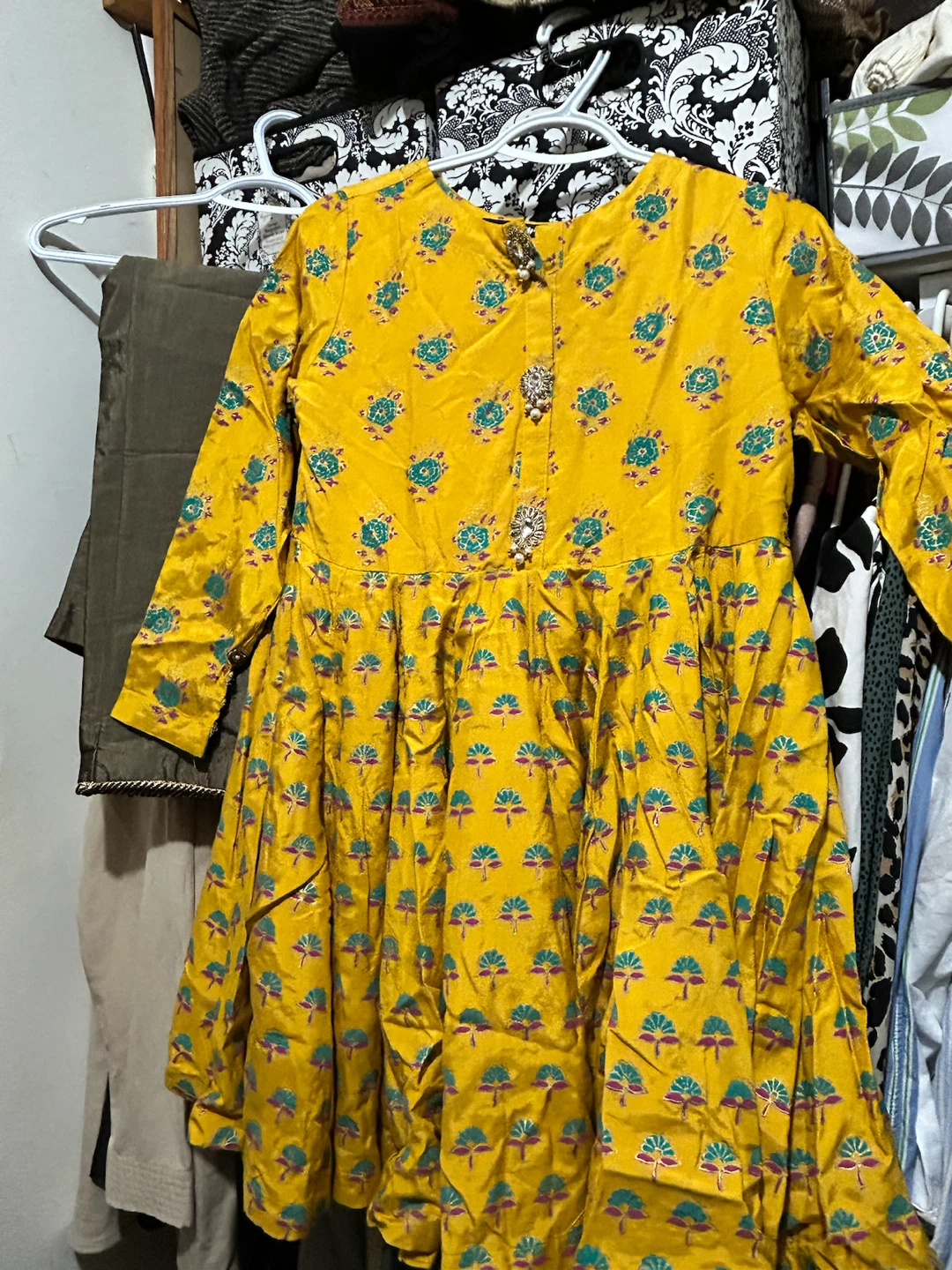 Yellow Kurti with Pants Set - Size S